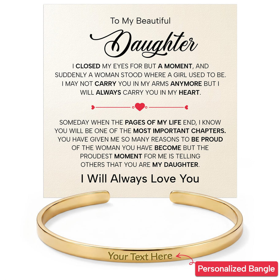 To My Daughter With Heartfelt Message - Engraved Cuff Bangle For Daughter - Pages Of My Life