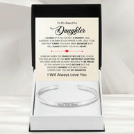 To My Daughter With Heartfelt Message - Engraved Cuff Bangle For Daughter - Pages Of My Life