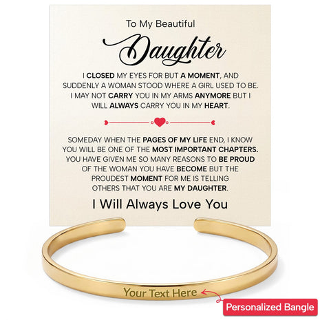 To My Daughter With Heartfelt Message - Engraved Cuff Bangle For Daughter - Pages Of My Life