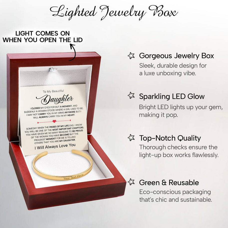 To My Daughter With Heartfelt Message - Engraved Cuff Bangle For Daughter - Pages Of My Life
