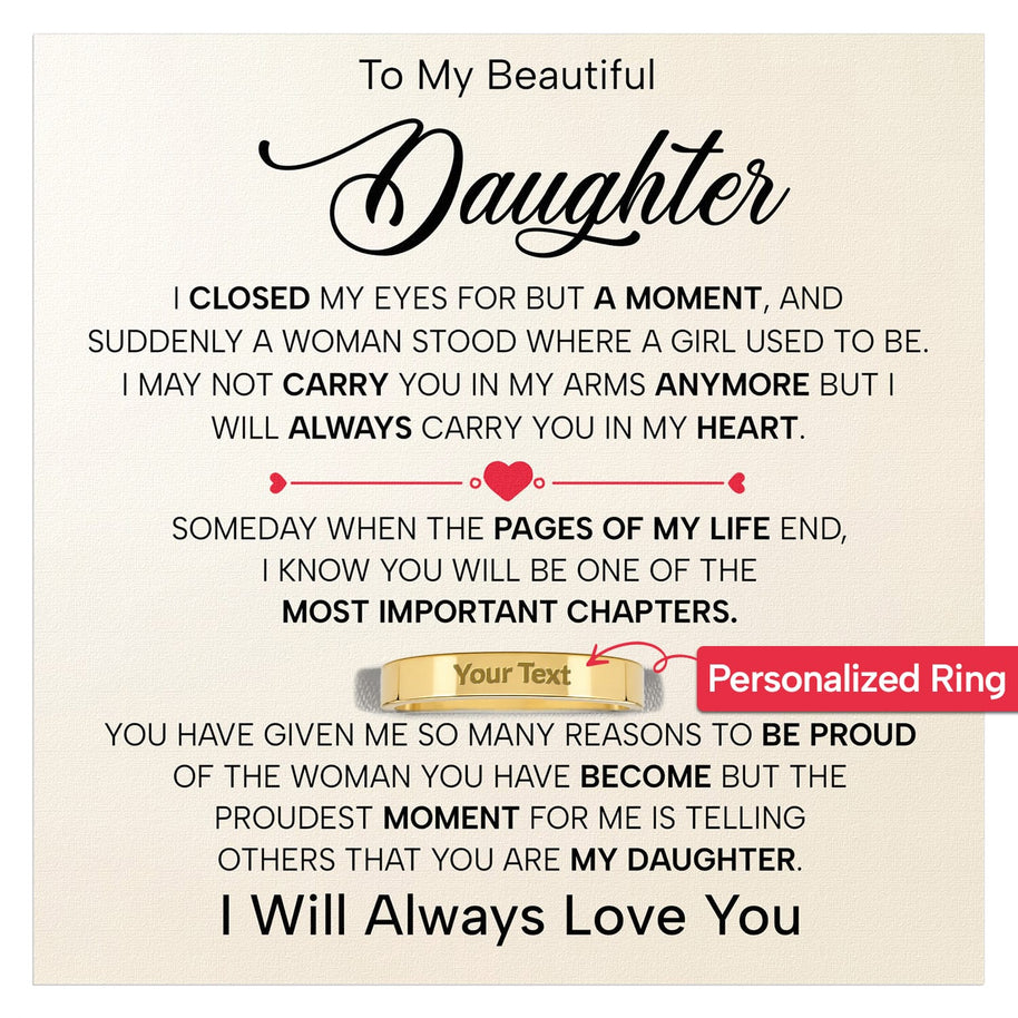 To My Daughter With Heartfelt Message - Engraved Ring For Daughter - Pages Of My Life