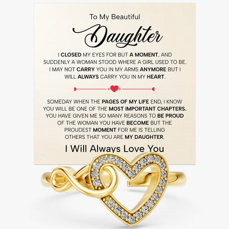 To My Daughter Ring Infinity Hearts With Heartfelt Message - Unique Jewelry For Daughter - Pages Of My Life
