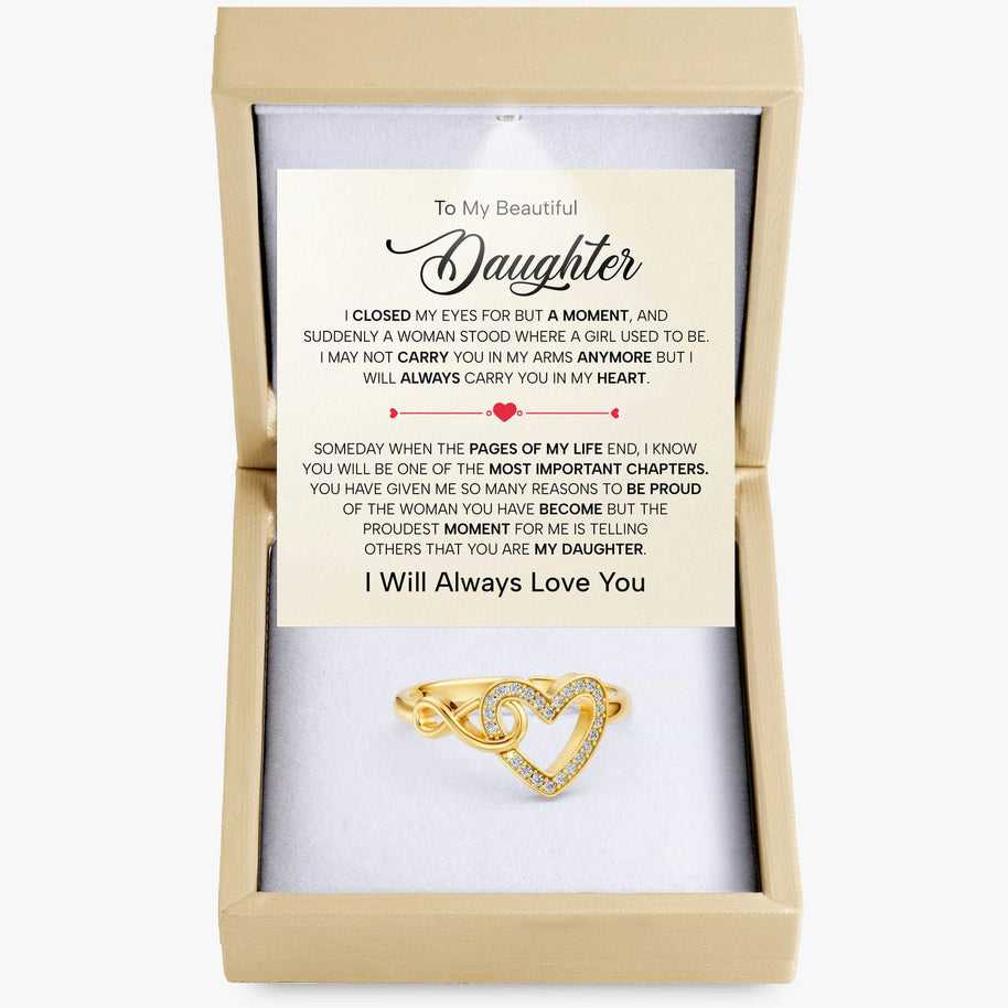 To My Daughter Ring Infinity Hearts With Heartfelt Message - Unique Jewelry For Daughter - Pages Of My Life