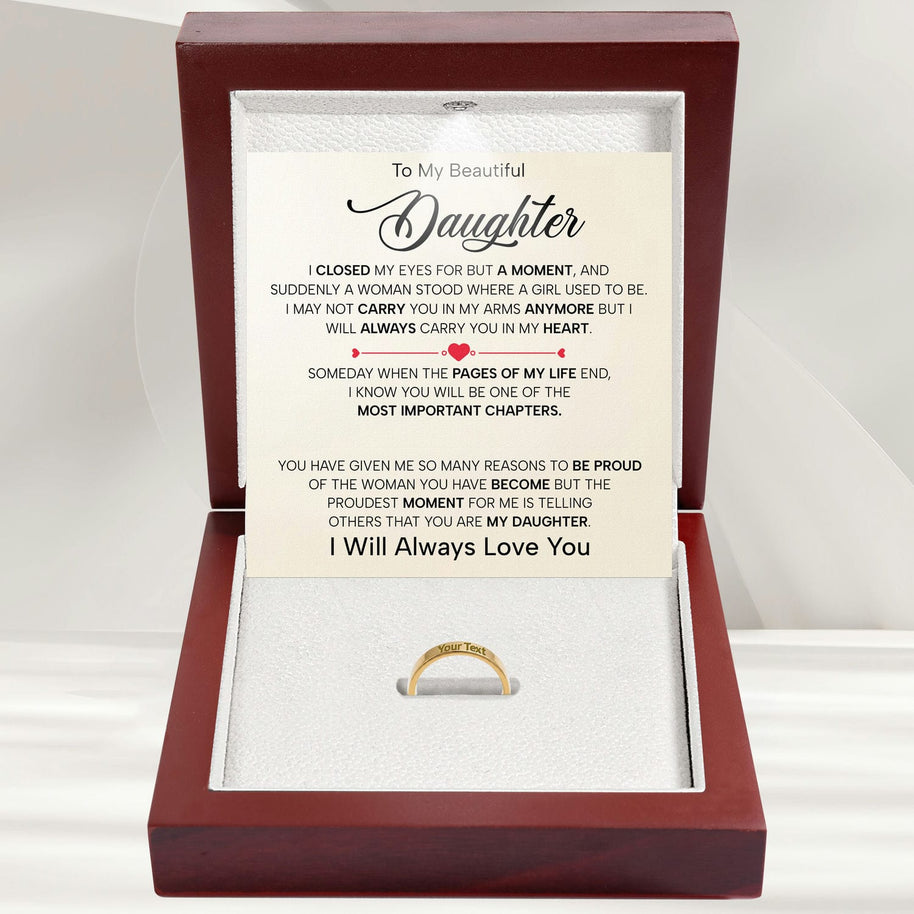 To My Daughter With Heartfelt Message - Engraved Ring For Daughter - Pages Of My Life