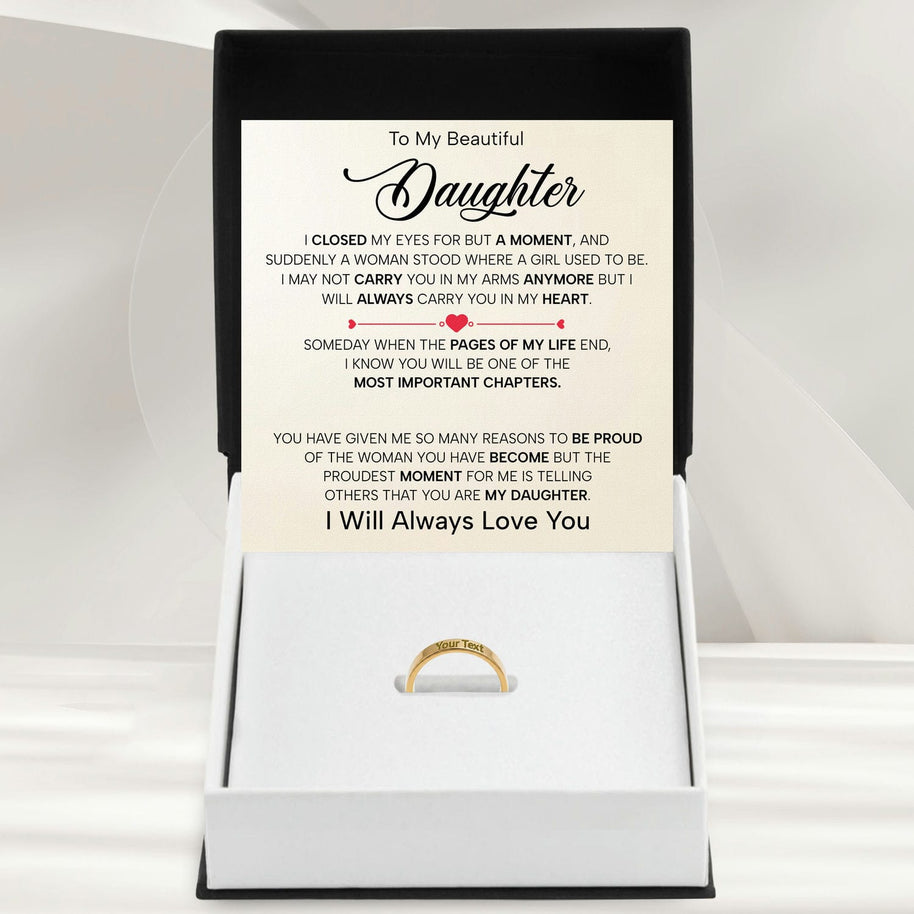 To My Daughter With Heartfelt Message - Engraved Ring For Daughter - Pages Of My Life