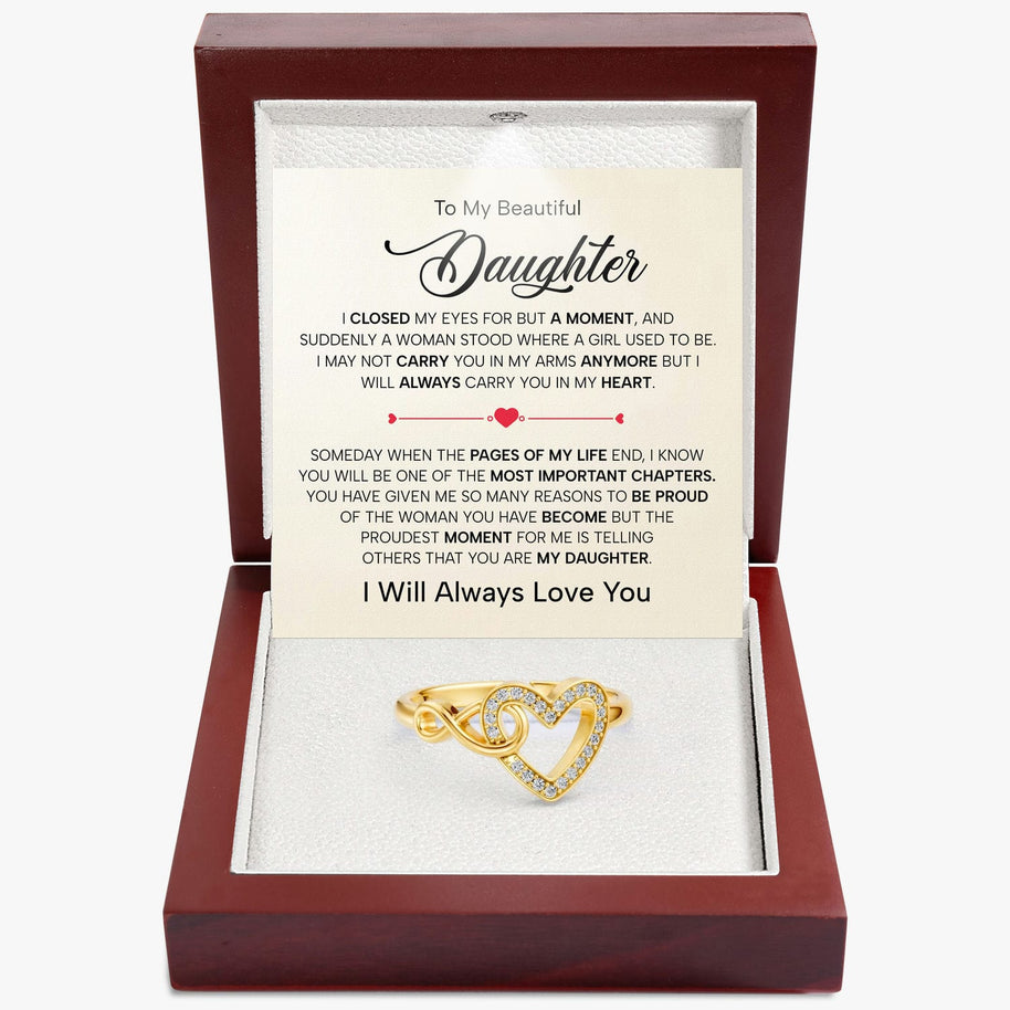 To My Daughter Ring Infinity Hearts With Heartfelt Message - Unique Jewelry For Daughter - Pages Of My Life