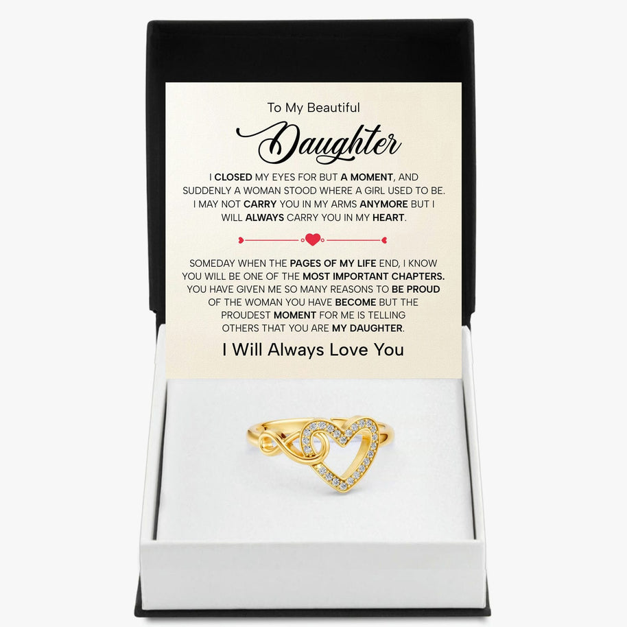 To My Daughter Ring Infinity Hearts With Heartfelt Message - Unique Jewelry For Daughter - Pages Of My Life