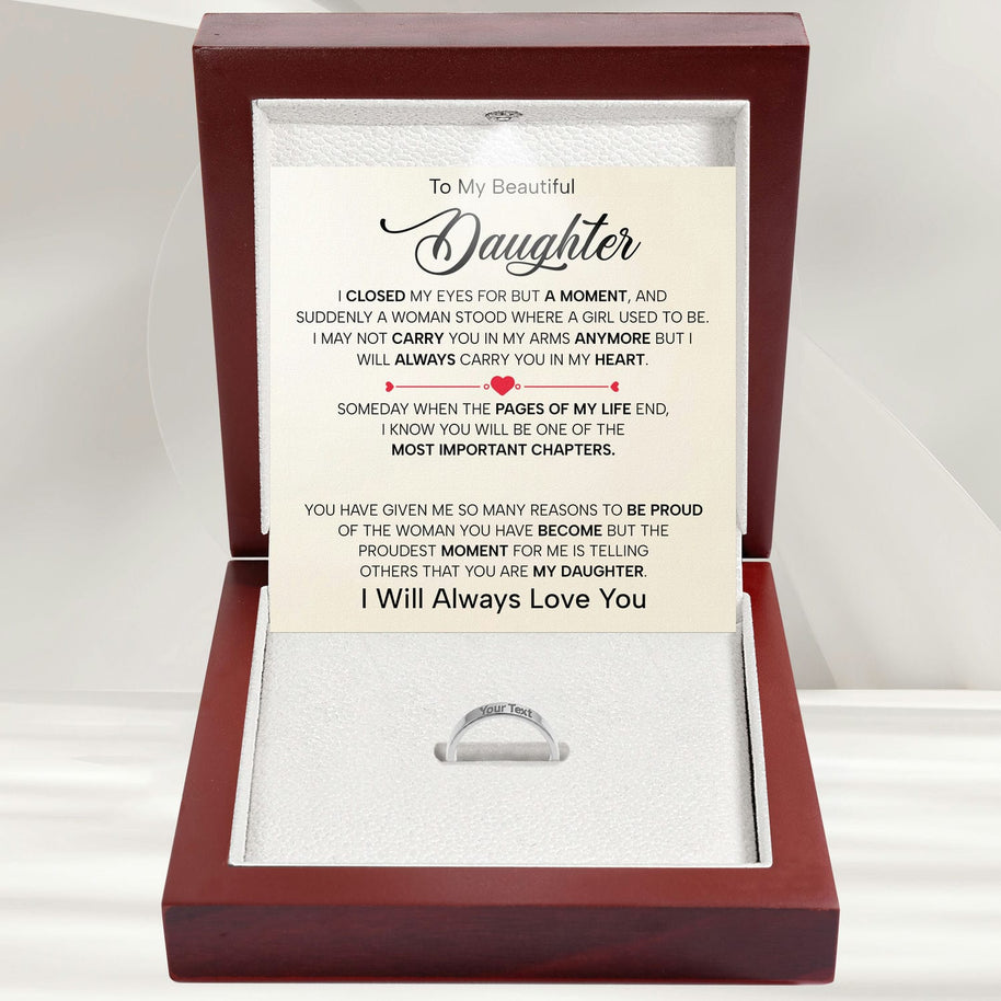 To My Daughter With Heartfelt Message - Engraved Ring For Daughter - Pages Of My Life