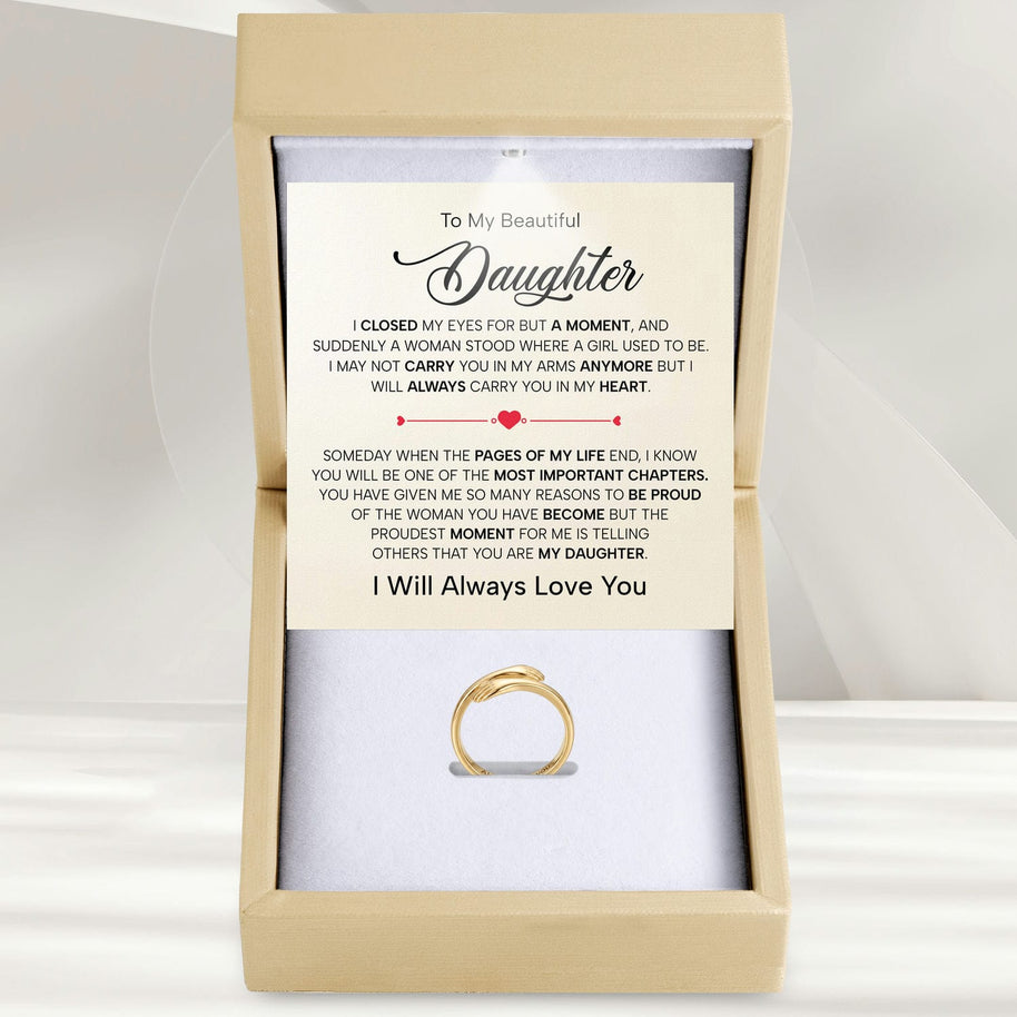 To My Daughter With Heartfelt Message - Engraved Hug Ring For Daughter -  Pages Of My Life