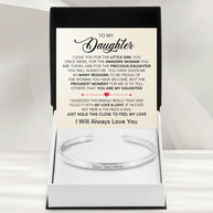 To My Daughter With Heartfelt Message - Engraved Cuff Bangle For Daughter - Precious Daughter