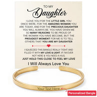To My Daughter With Heartfelt Message - Engraved Cuff Bangle For Daughter - Precious Daughter