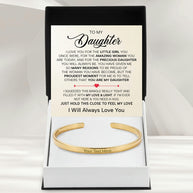 To My Daughter With Heartfelt Message - Engraved Cuff Bangle For Daughter - Precious Daughter