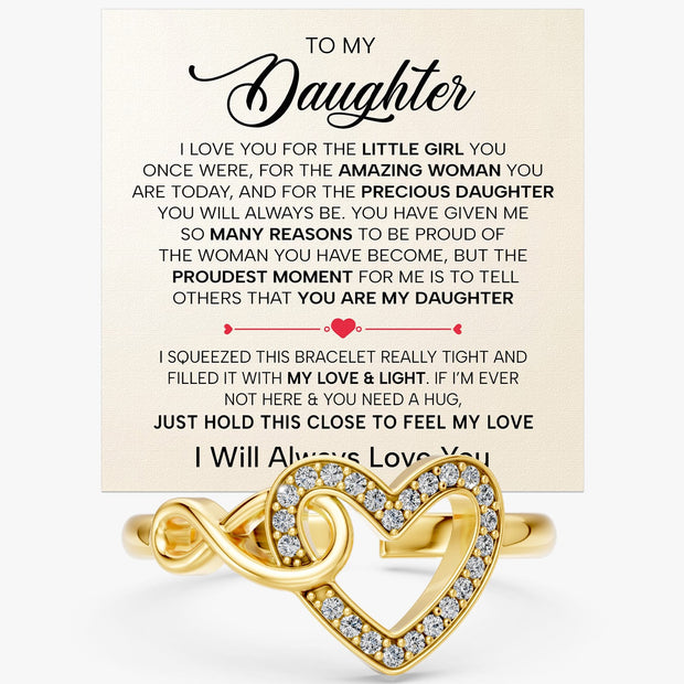 To My Daughter Ring Infinity Hearts With Heartfelt Message - Unique Jewelry For Daughter - Precious Daughter