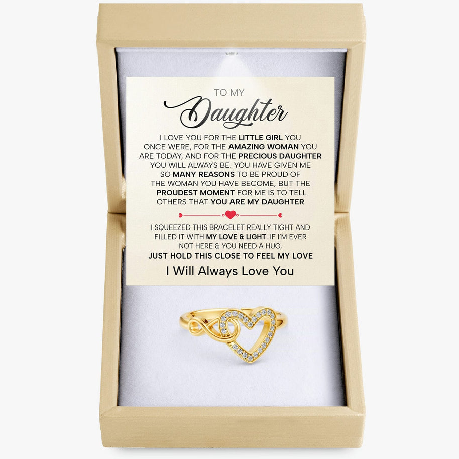 To My Daughter Ring Infinity Hearts With Heartfelt Message - Unique Jewelry For Daughter - Precious Daughter
