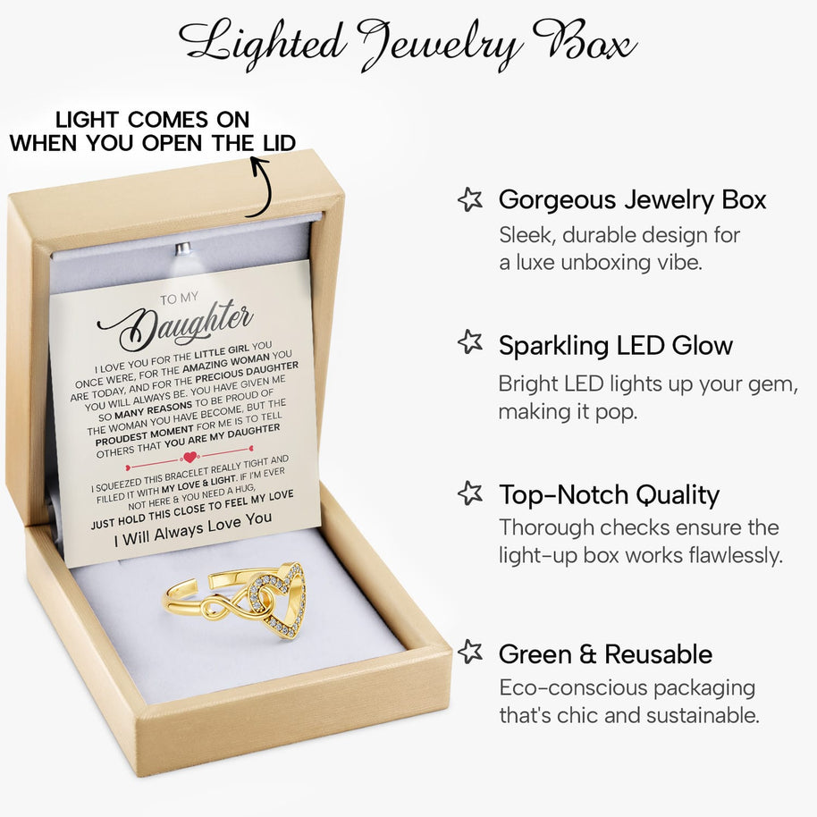 To My Daughter Ring Infinity Hearts With Heartfelt Message - Unique Jewelry For Daughter - Precious Daughter