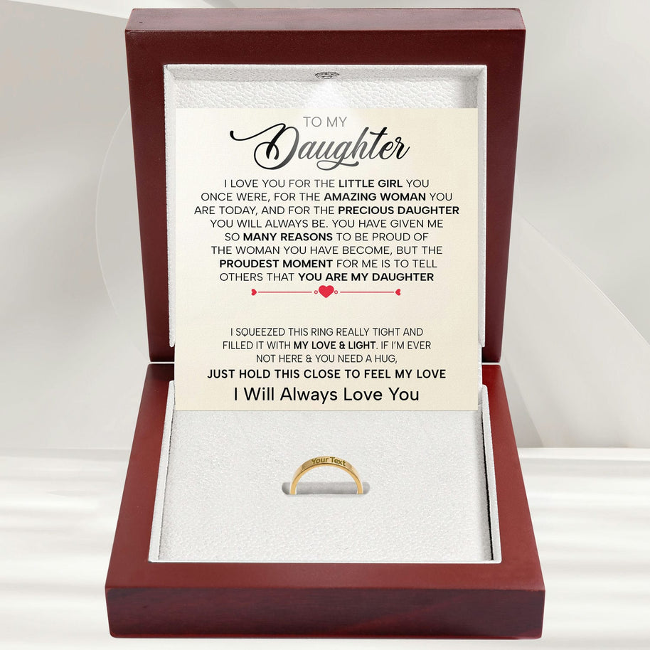 To My Daughter With Heartfelt Message - Engraved Ring For Daughter - Precious Daughter