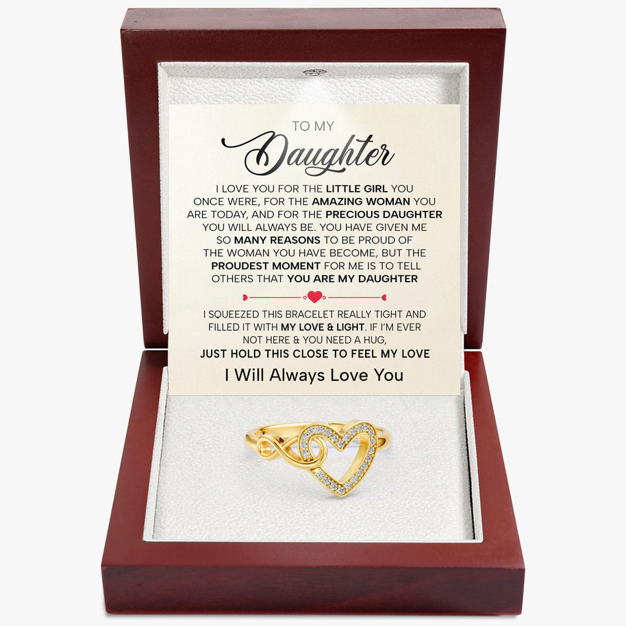 To My Daughter Ring Infinity Hearts With Heartfelt Message - Unique Jewelry For Daughter - Precious Daughter