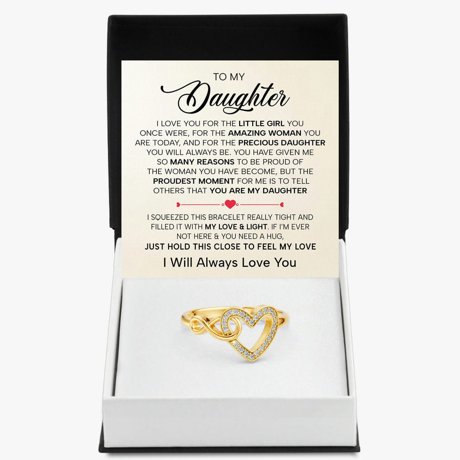 To My Daughter Ring Infinity Hearts With Heartfelt Message - Unique Jewelry For Daughter - Precious Daughter