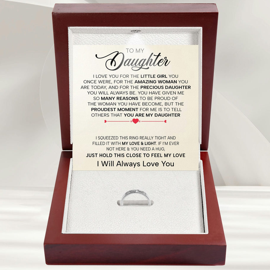 To My Daughter With Heartfelt Message - Engraved Ring For Daughter - Precious Daughter