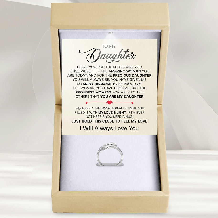 To My Daughter With Heartfelt Message - Engraved Hug Ring For Daughter -  Precious Daughter