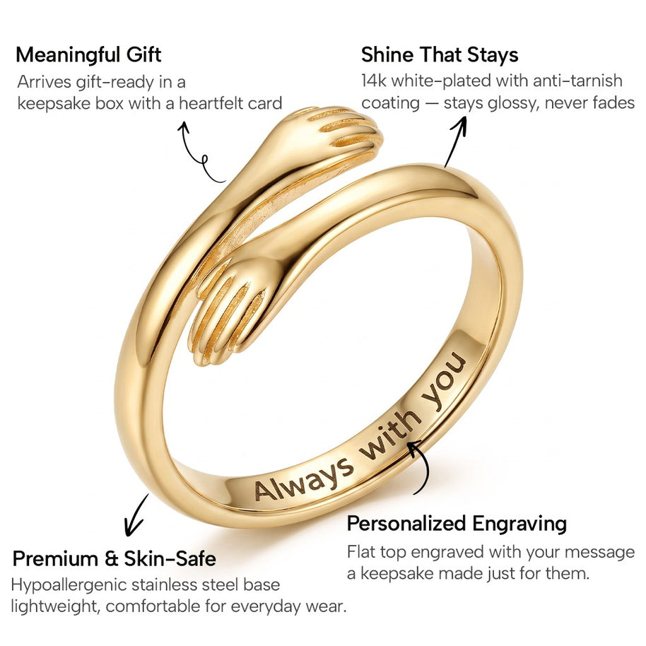 To My Daughter With Heartfelt Message - Engraved Hug Ring For Daughter -  Straighten Your Crown