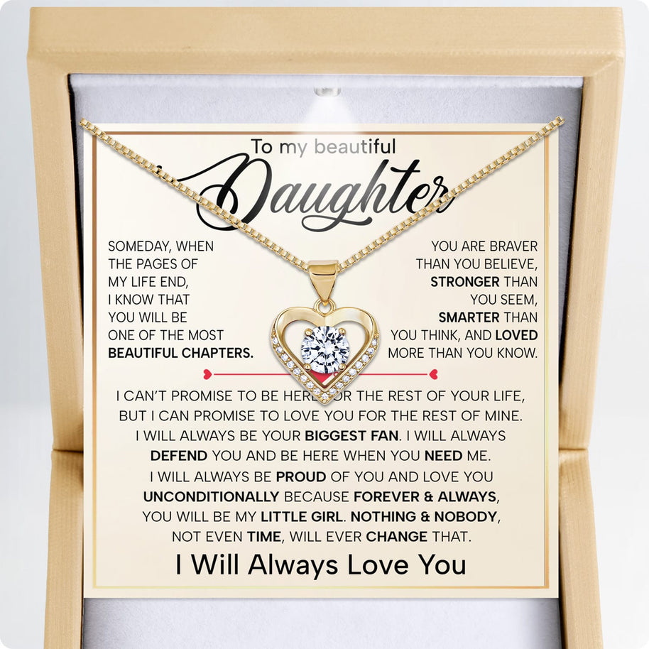 To My Daughter Heart Necklace With Heartfelt Message - Unique Jewelry For Daughter - Always Defend You