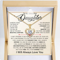 To My Daughter Heart Necklace With Heartfelt Message - Unique Jewelry For Daughter - Always Defend You