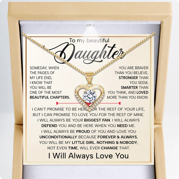 To My Daughter Heart Necklace With Heartfelt Message - Unique Jewelry For Daughter - Always Defend You