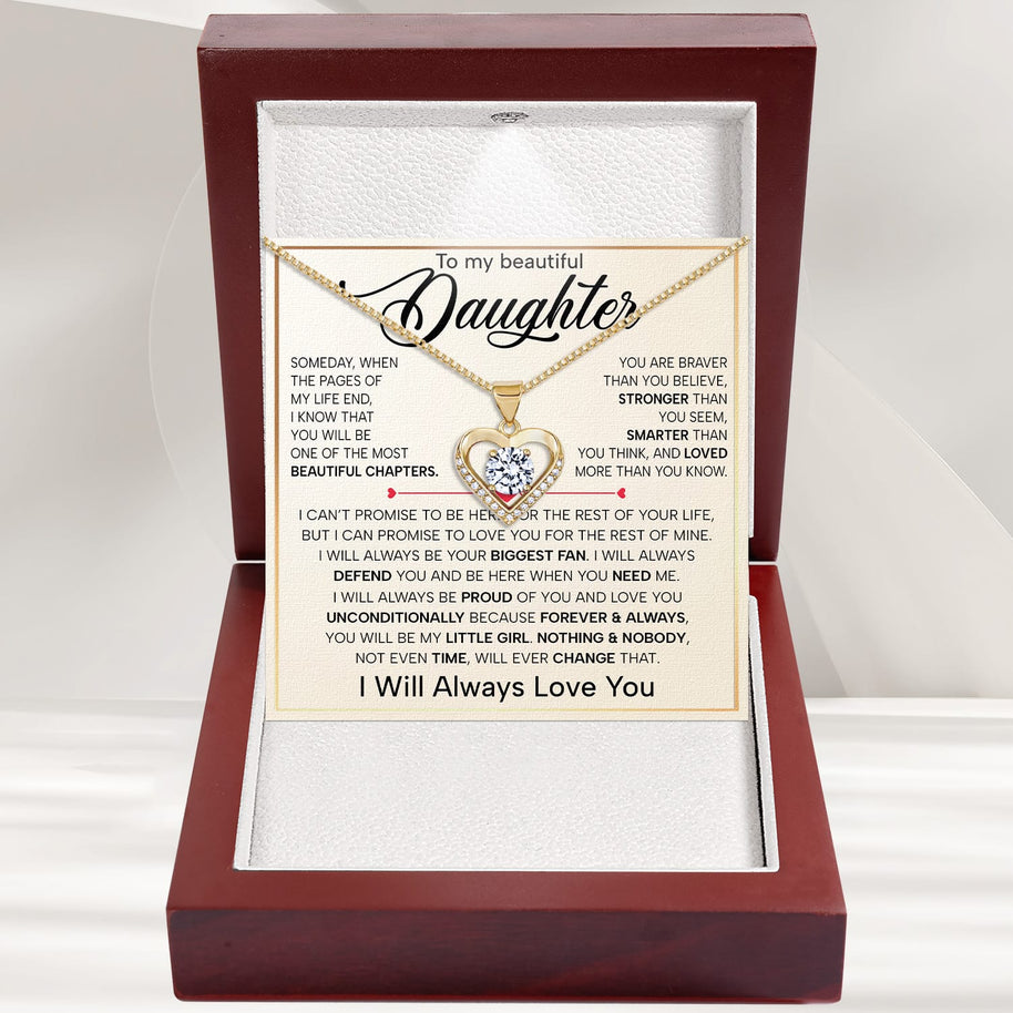 To My Daughter Heart Necklace With Heartfelt Message - Unique Jewelry For Daughter - Always Defend You