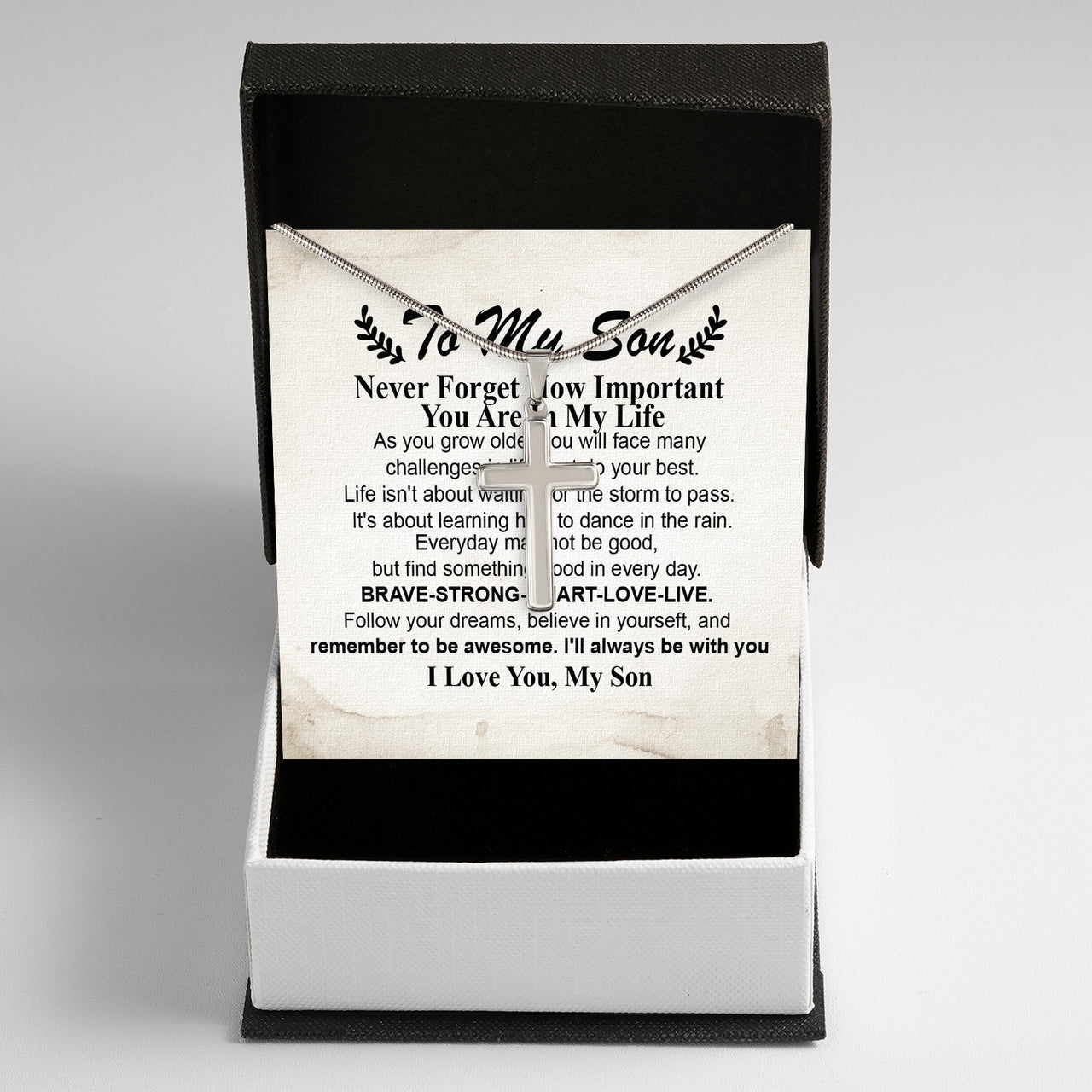 Cuban Necklace Gifts For Son With Personalized Message Card Necklace