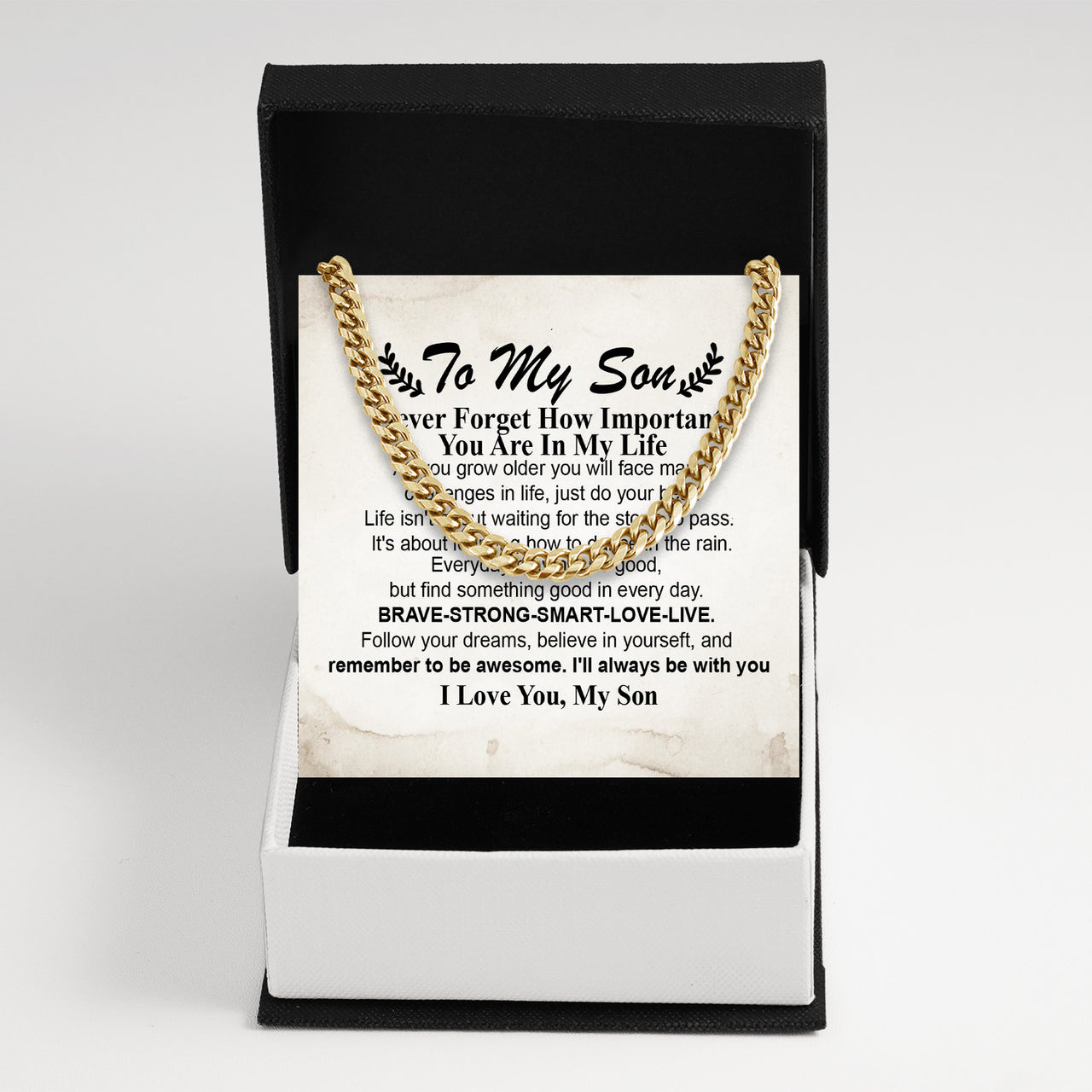 Cuban Necklace Gifts For Son With Personalized Message Card Necklace