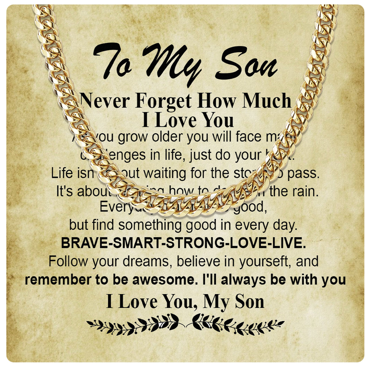 Cuban Necklace Gifts For Son With Personalized Message Card Necklace