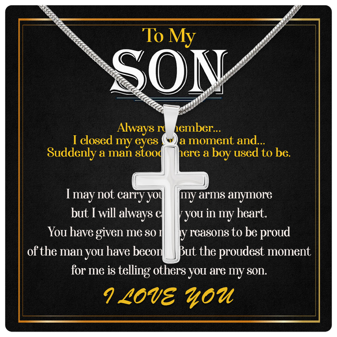 Cuban Necklace Gifts For Son With Personalized Message Card Necklace