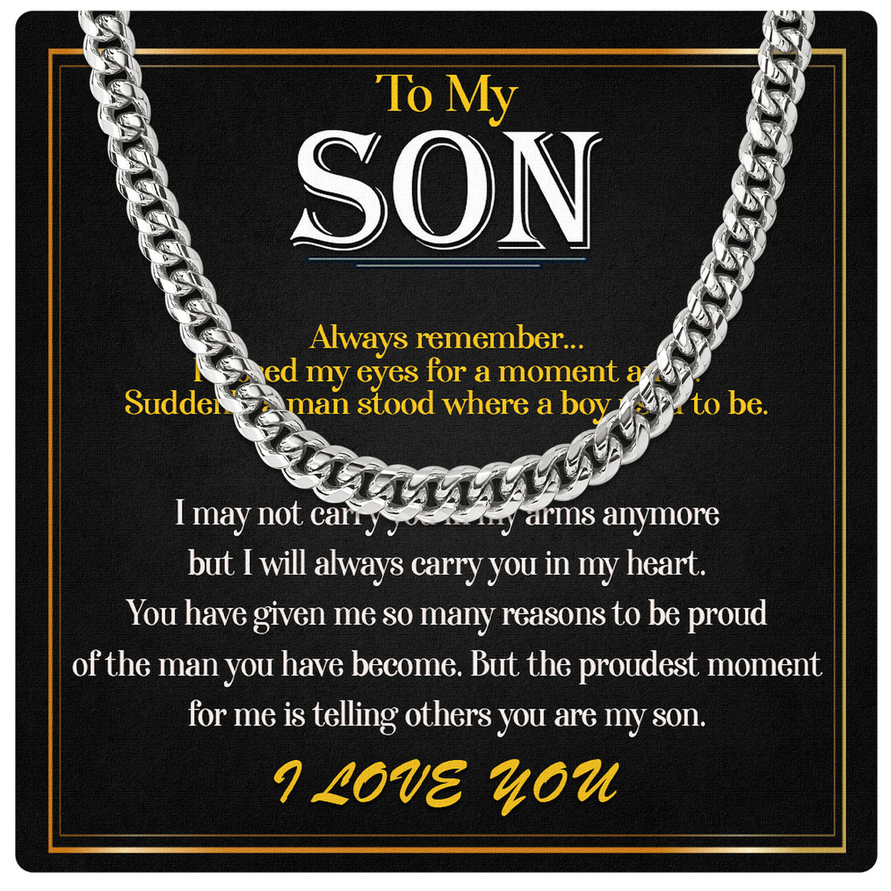 Cuban Necklace Gifts For Son With Personalized Message Card Necklace