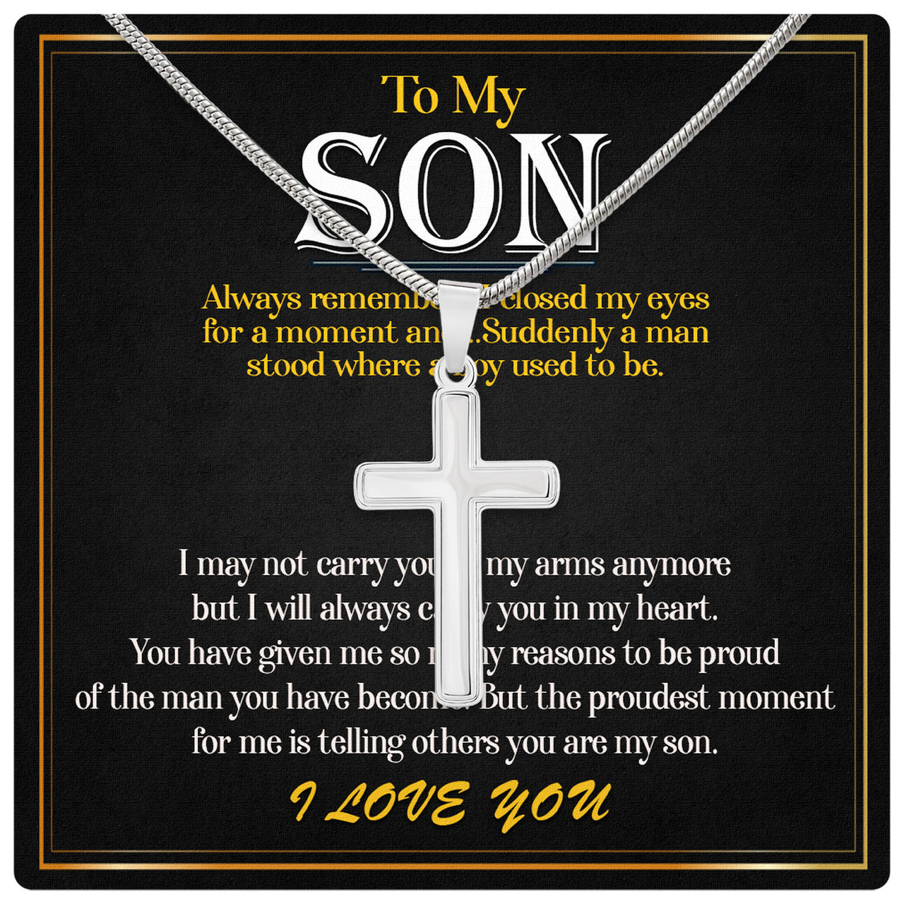 Cuban Necklace Gifts For Son With Personalized Message Card Necklace