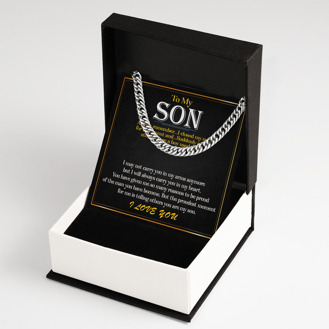 Cuban Necklace Gifts For Son With Personalized Message Card Necklace