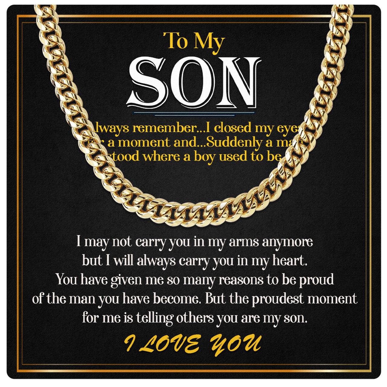 Cuban Necklace Gifts For Son With Personalized Message Card Necklace