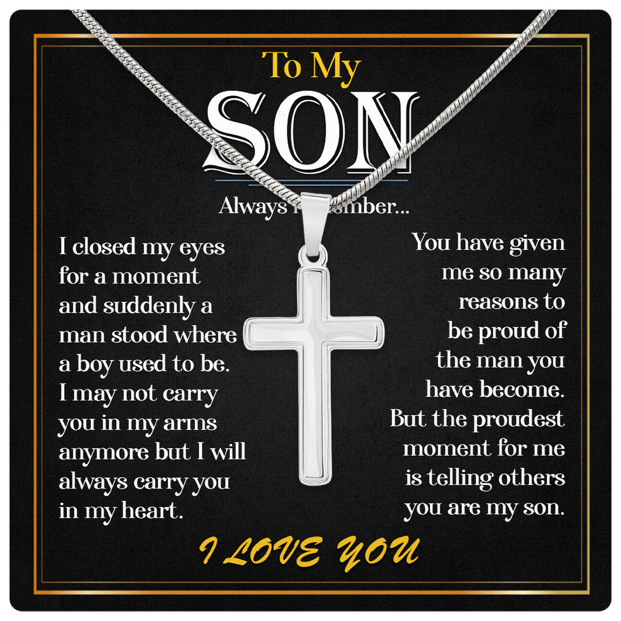 Cuban Necklace Gifts For Son With Personalized Message Card Necklace