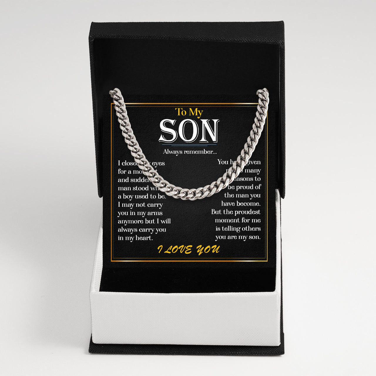 Cuban Necklace Gifts For Son With Personalized Message Card Necklace