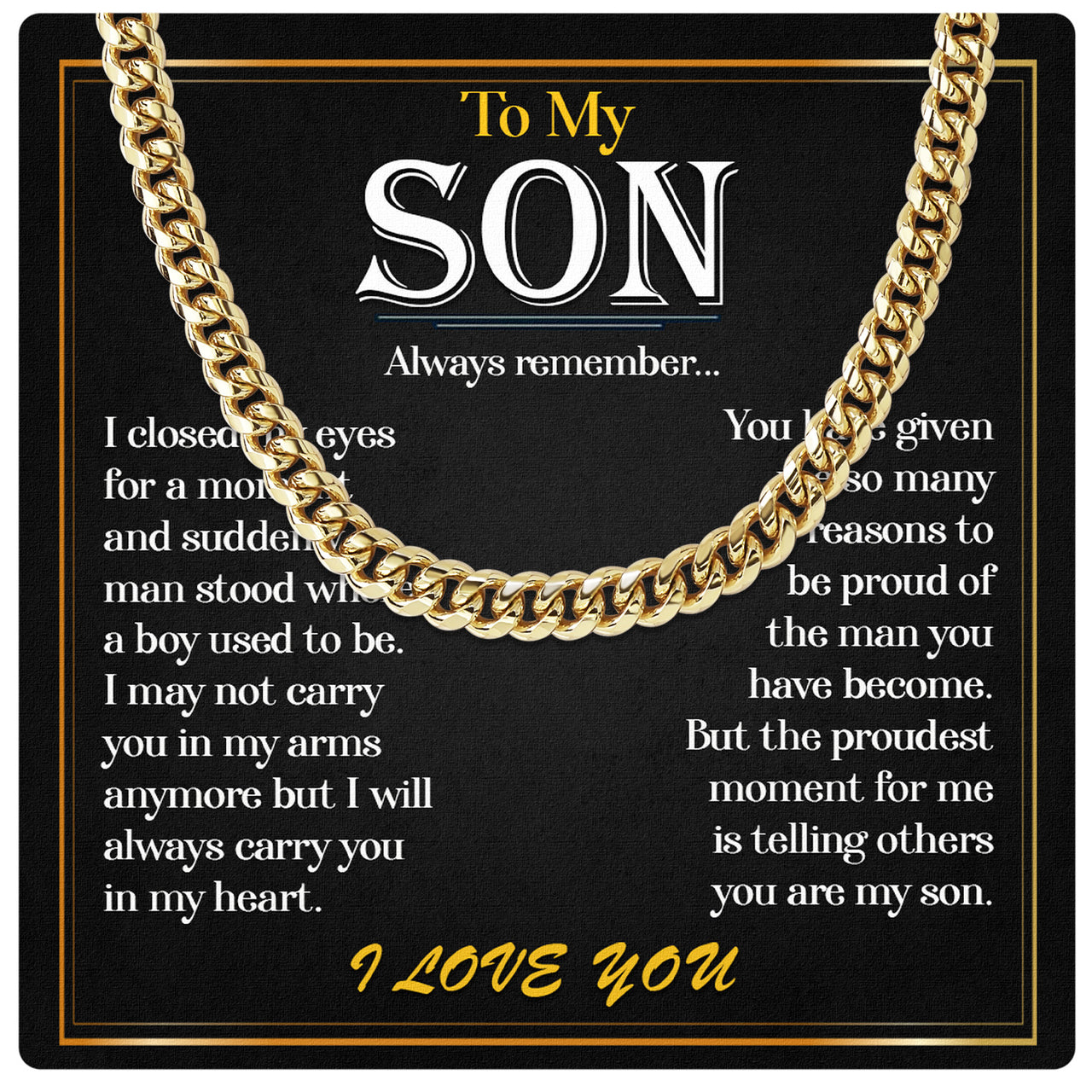 Cuban Necklace Gifts For Son With Personalized Message Card Necklace