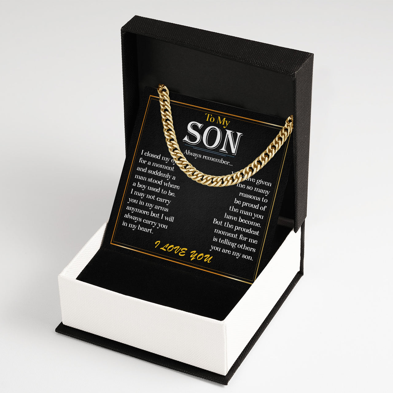 Cuban Necklace Gifts For Son With Personalized Message Card Necklace