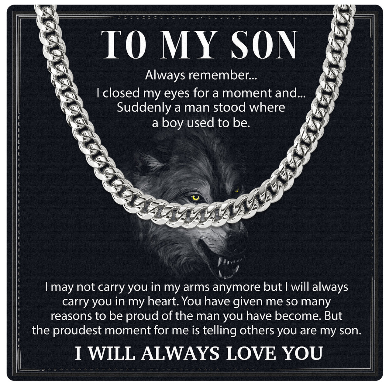 Cuban Necklace Gifts For Son With Personalized Message Card Necklace