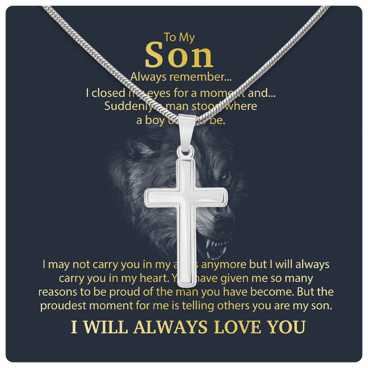 Cuban Necklace Gifts For Son With Personalized Message Card Necklace