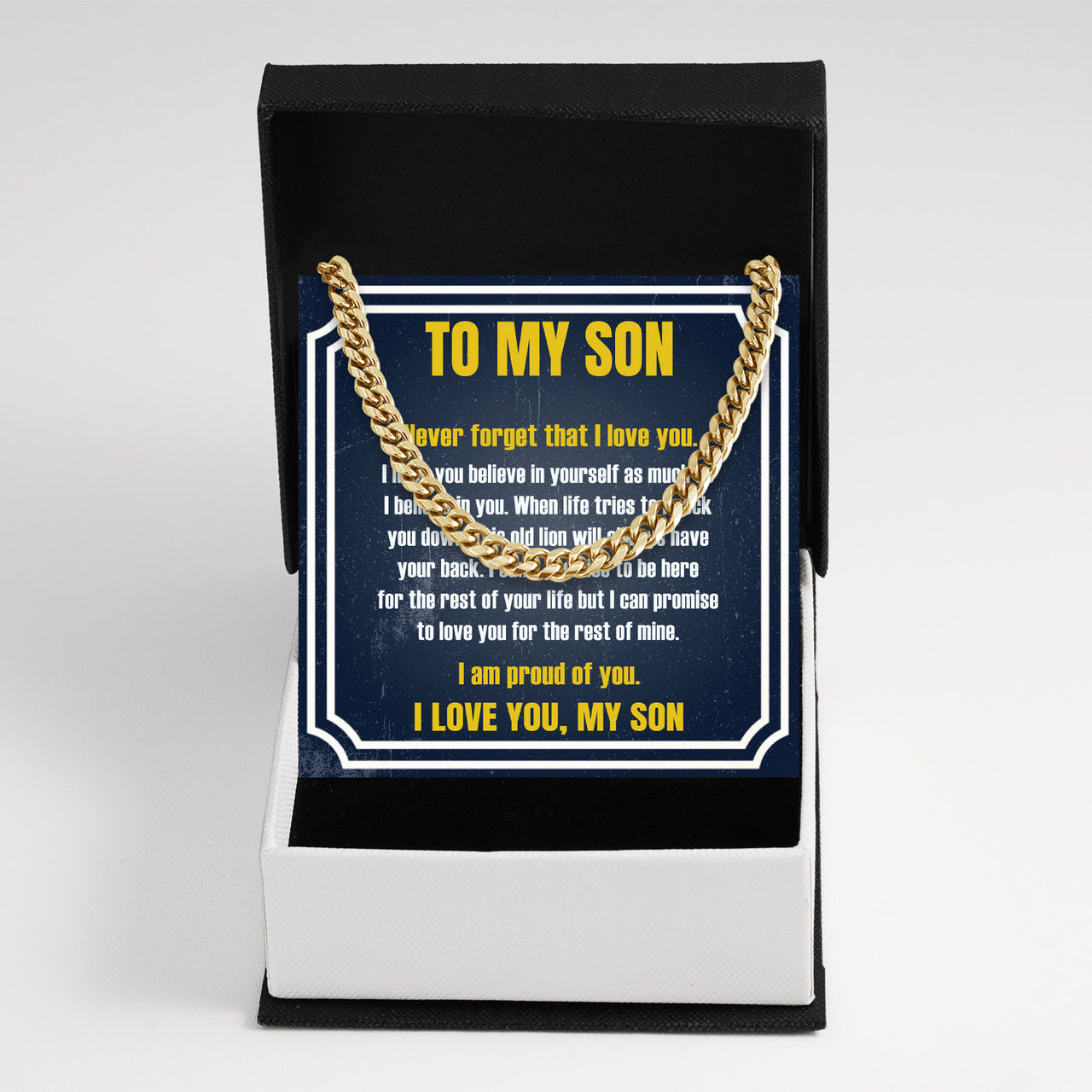 Cuban Necklace Gifts For Son With Personalized Message Card Necklace