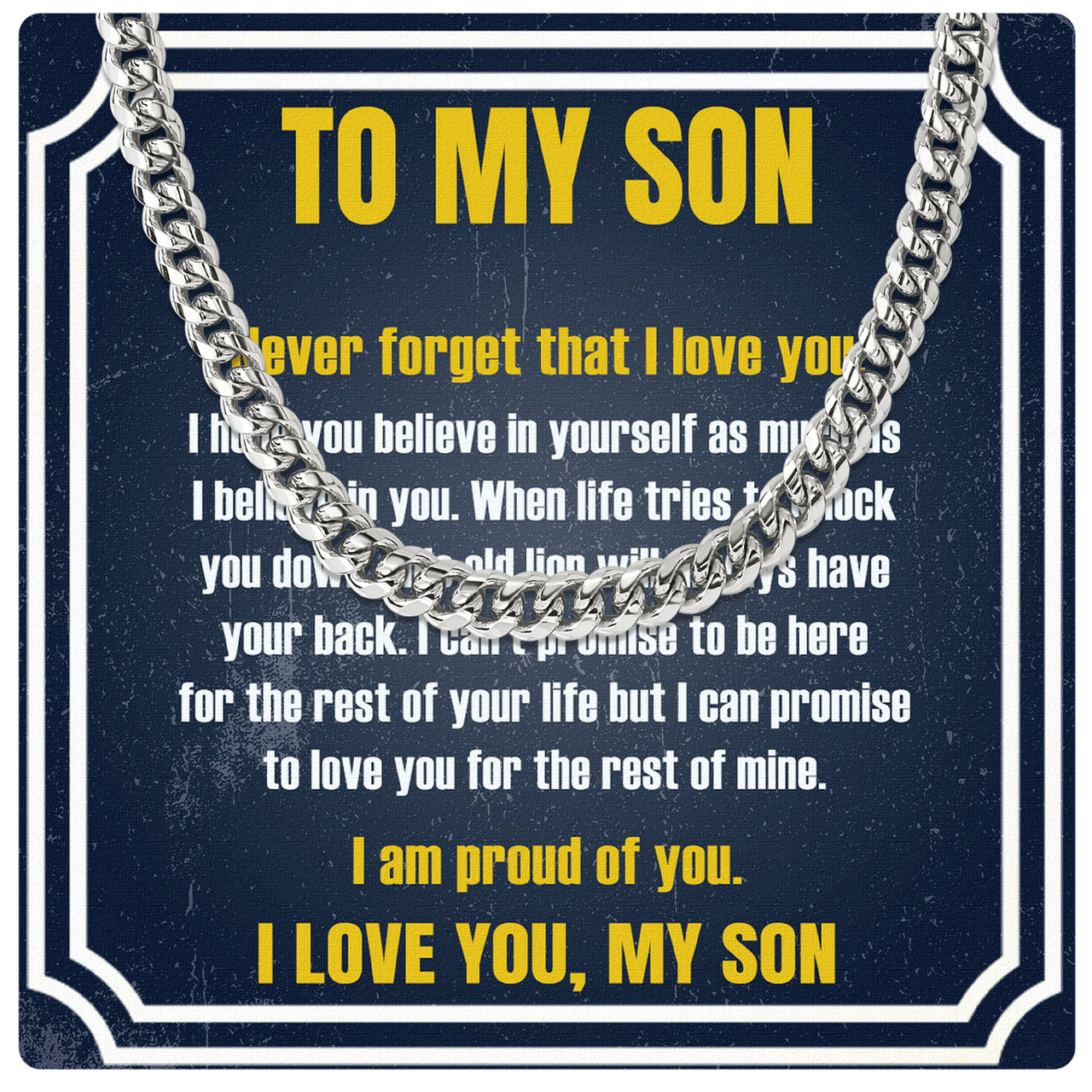 Cuban Necklace Gifts For Son With Personalized Message Card Necklace