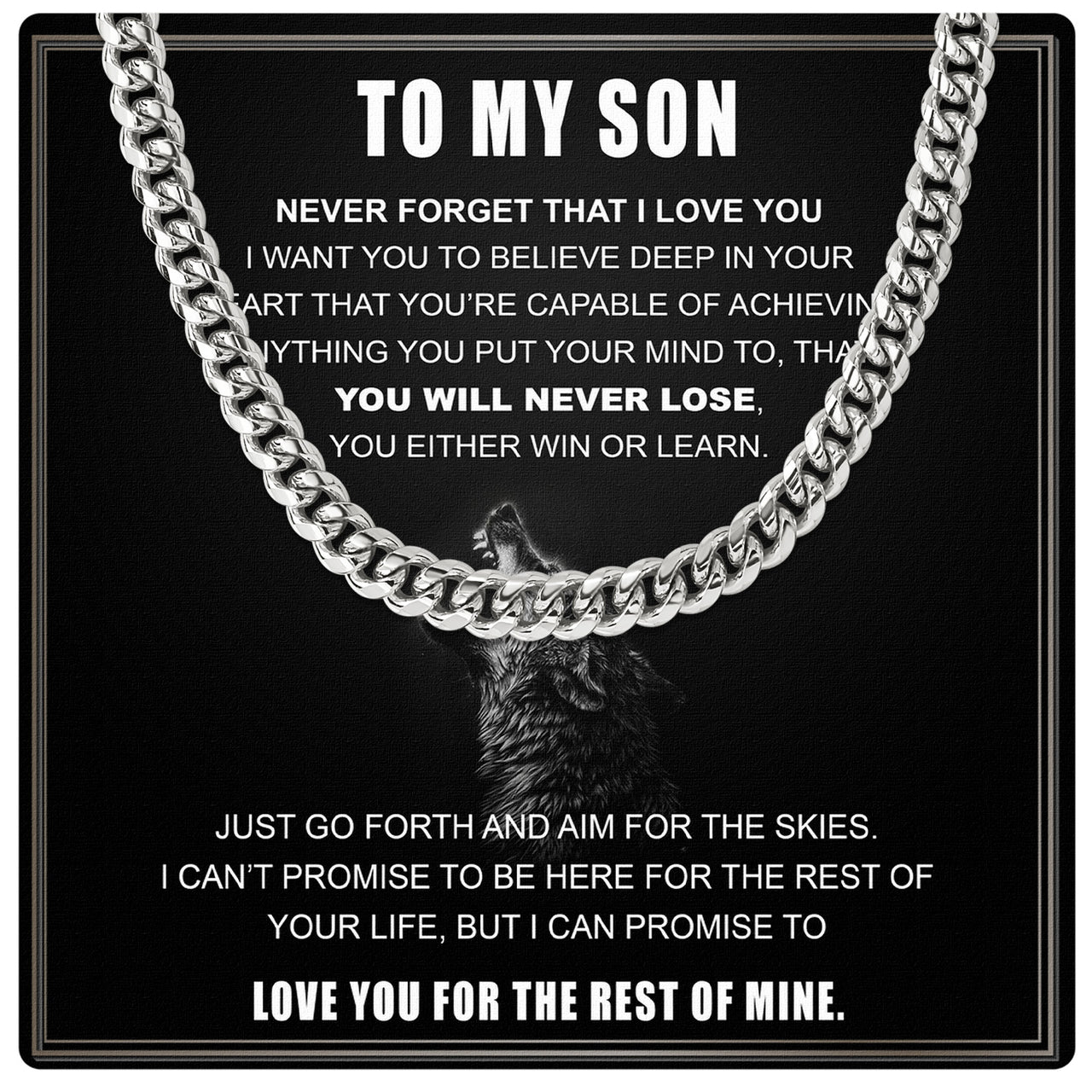 Cuban Necklace Gifts For Son With Personalized Message Card Necklace