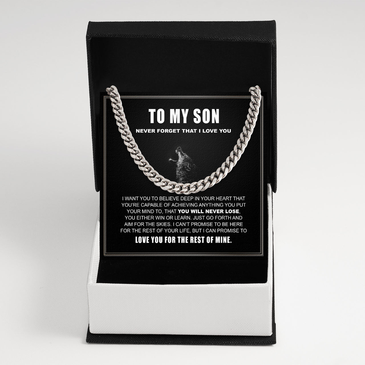 Cuban Necklace Gifts For Son With Personalized Message Card Necklace