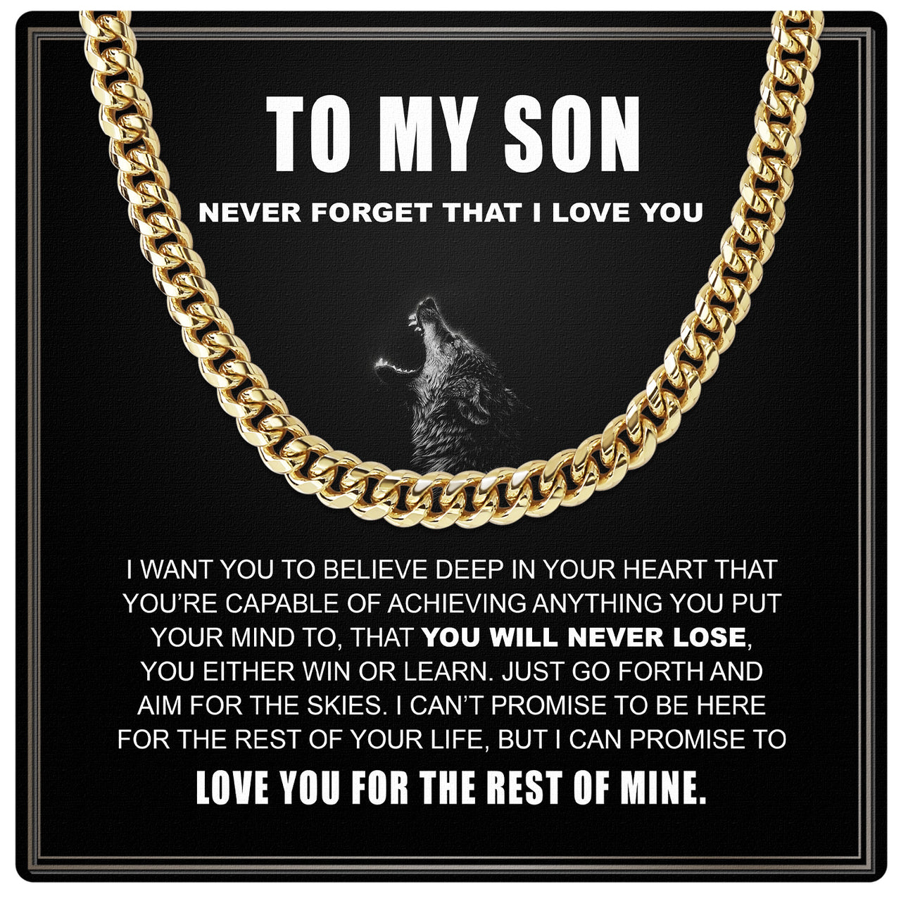 Cuban Necklace Gifts For Son With Personalized Message Card Necklace