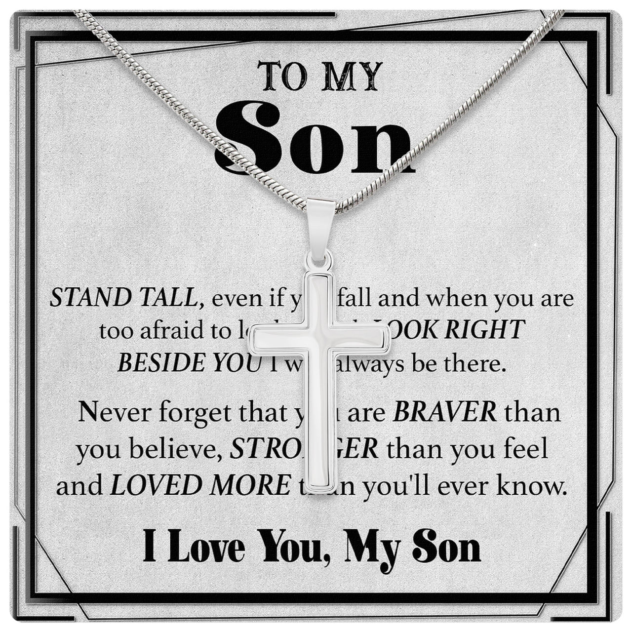 Cuban Necklace Gifts For Son With Personalized Message Card Necklace