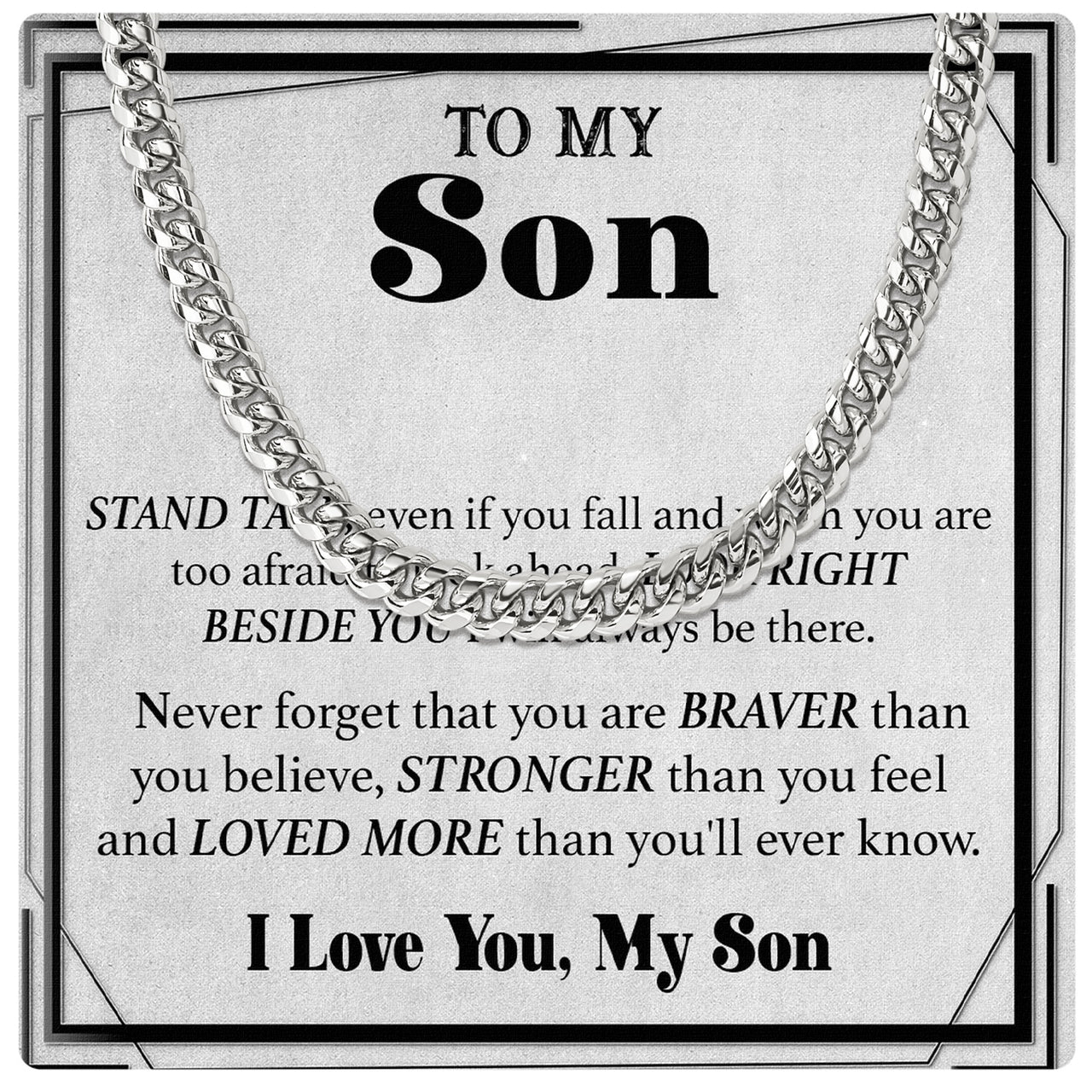 Cuban Necklace Gifts For Son With Personalized Message Card Necklace